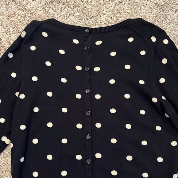 Joan Vass Classic Polka Dot Crewneck Button Back Sweater Size 1X - Picture 4 of 6